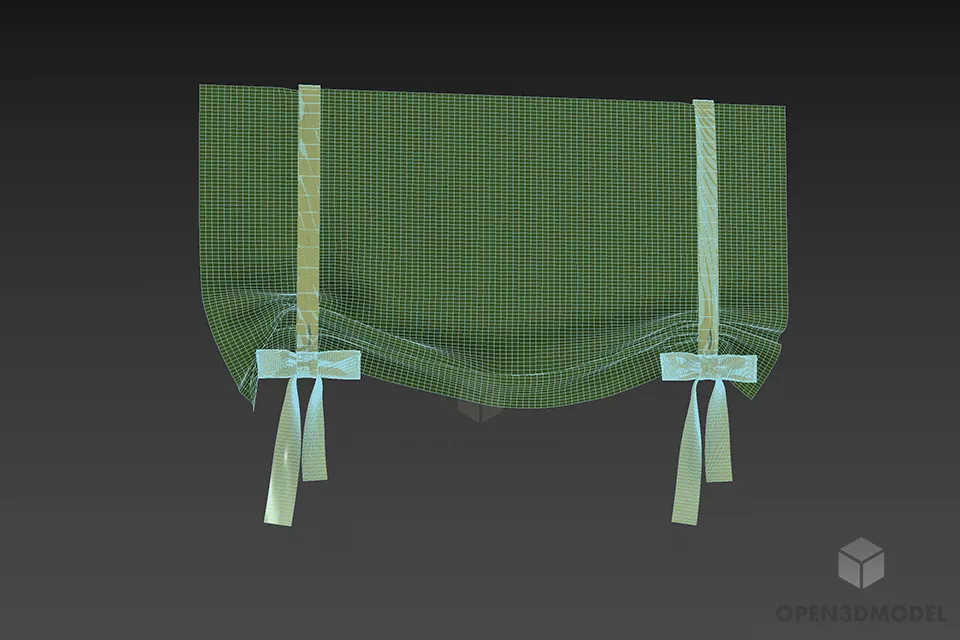 Curtain With Hanger And Wire 3d model 3