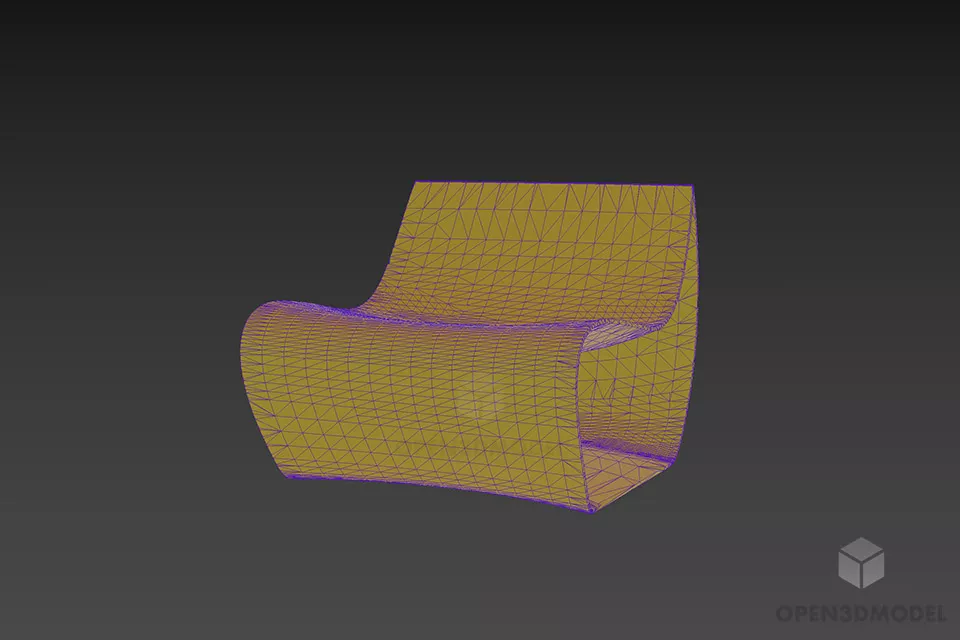 Modernism Curved Plastic Chair 3d model 2