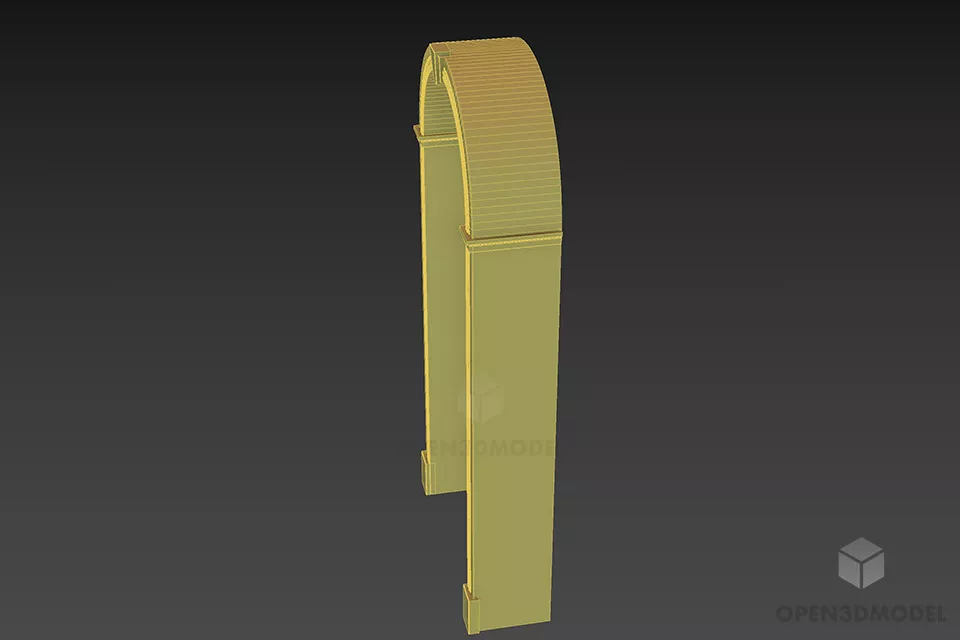 Top Curved Antique Door 3d model 2