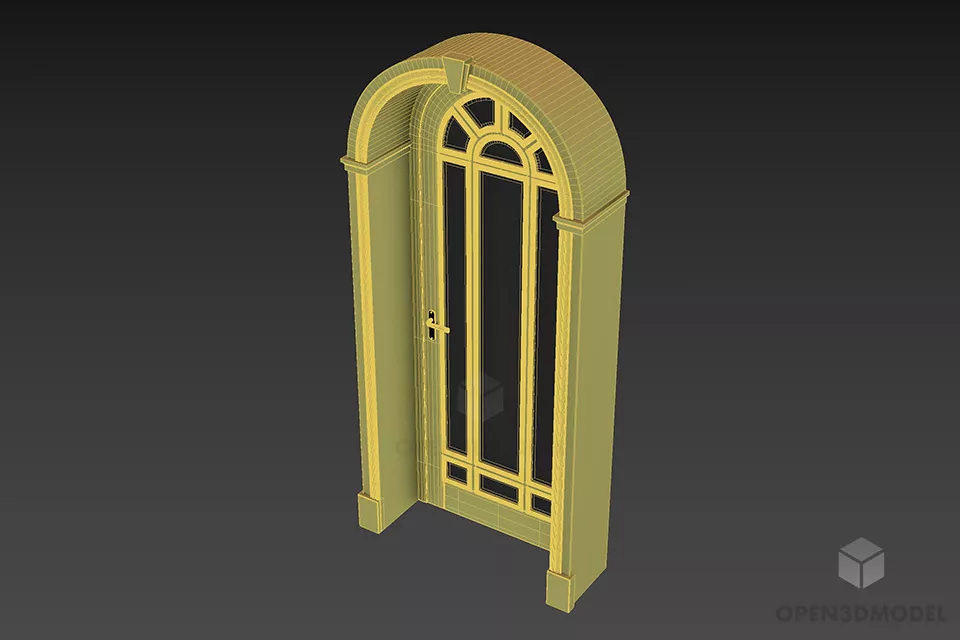 Top Curved Antique Door 3d model 3