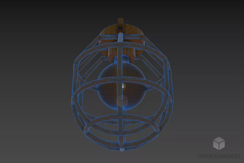 Lantern Wire Lamp Ceiling Mounted 3d model 2
