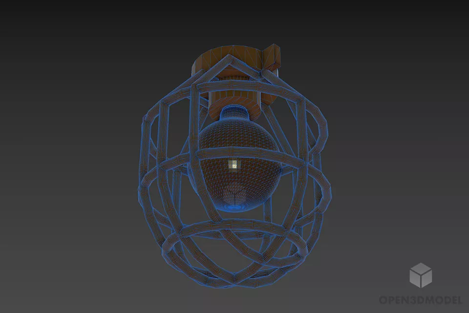 Lantern Wire Lamp Ceiling Mounted 3d model 3