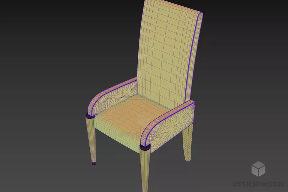 Restaurant Armchair With High Back 3d model 2