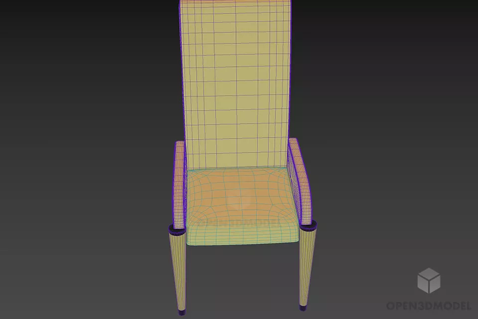 Restaurant Armchair With High Back 3d model 3