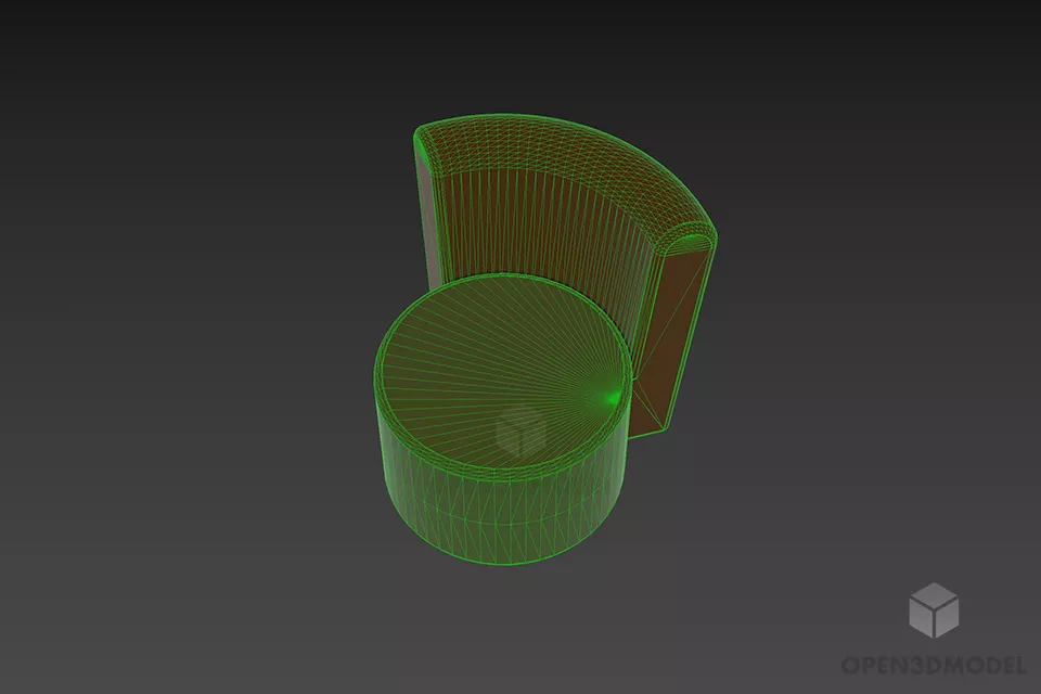 Upholstered Armchair Cylinder Shape 3d model 2