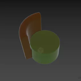 Upholstered Armchair Cylinder Shape 3d model