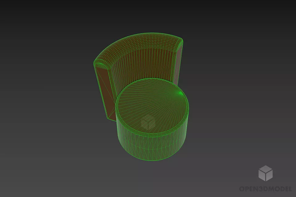 Upholstered Armchair Cylinder Shape 3d model 3