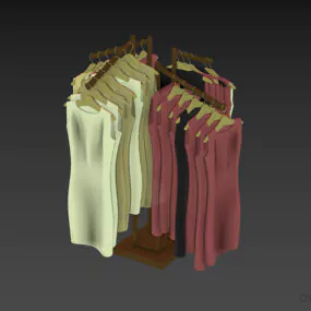 Clothes Rack Hanger With Dress 3d model