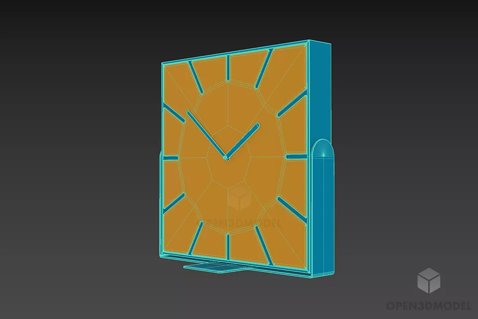 Minimalist Square Clock 3d model 2