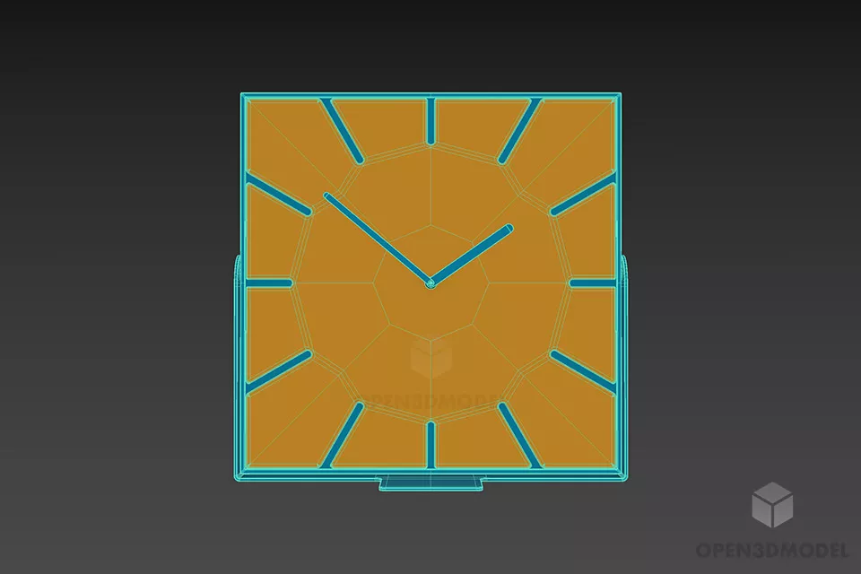 Minimalist Square Clock 3d model 3