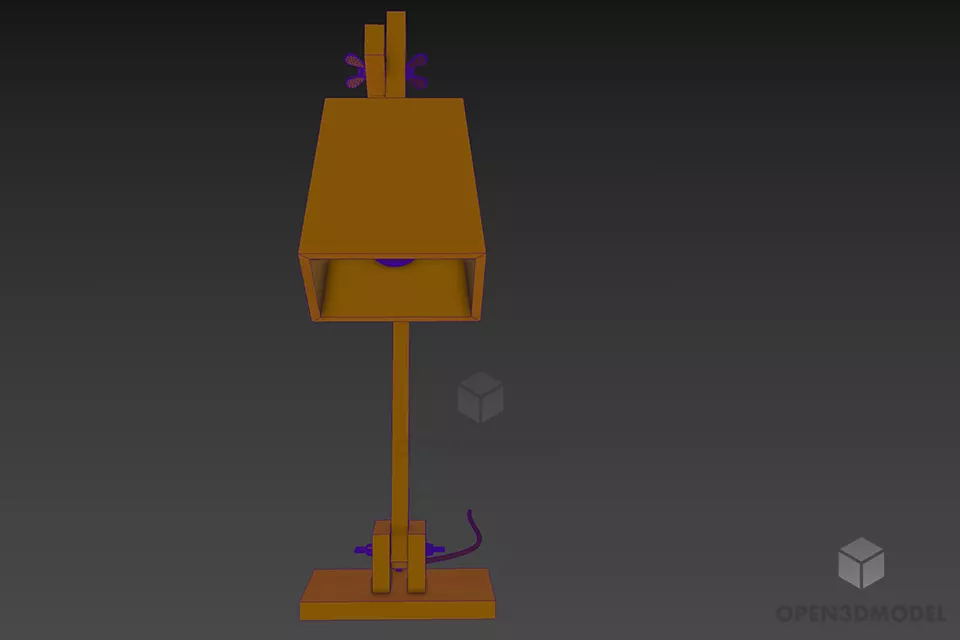 Table Lamp Desk Wooden Cube Shade 3d model 3