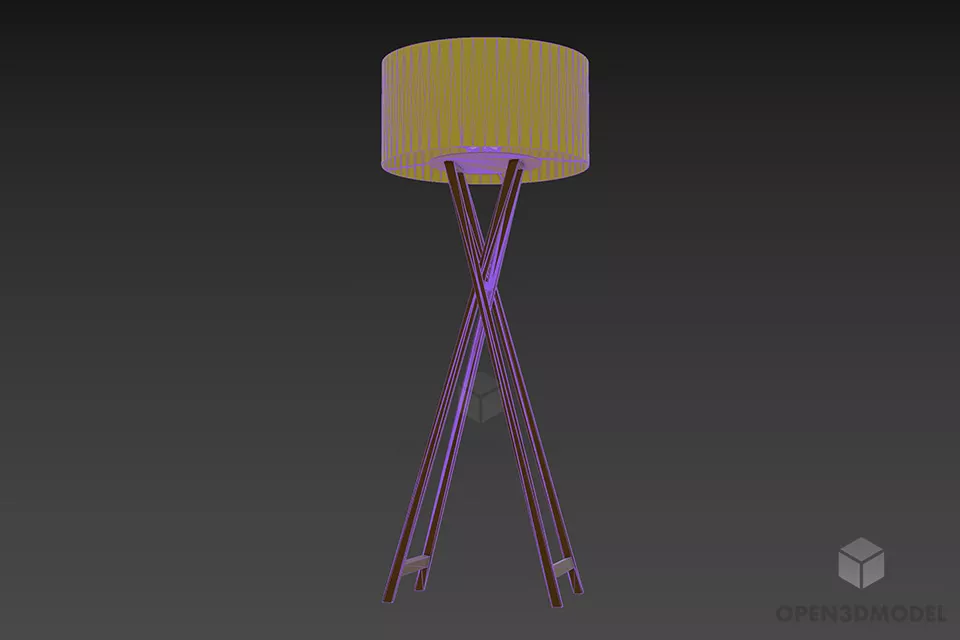 Floor Lamp With Cylinder Shade 3d model 3