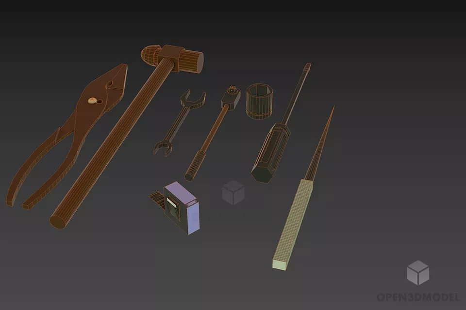 Household Tools Stack 3d model 2
