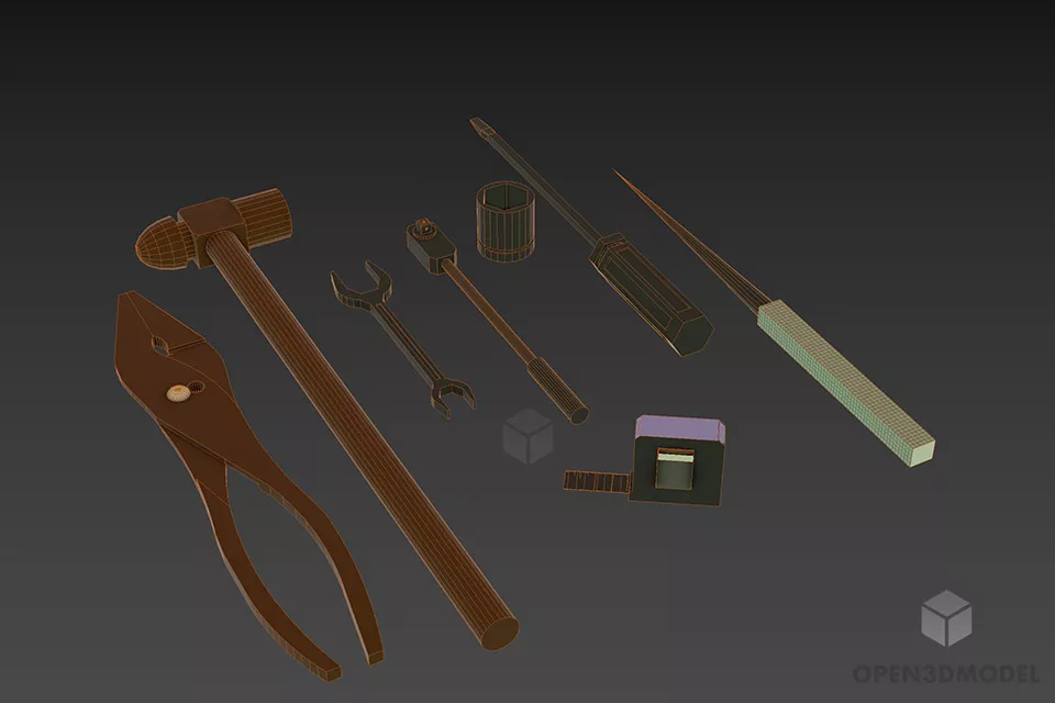 Household Tools Stack 3d model 3
