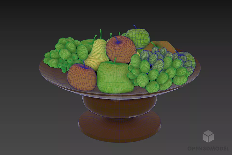 Marble Vase With Fruits 3d model 2