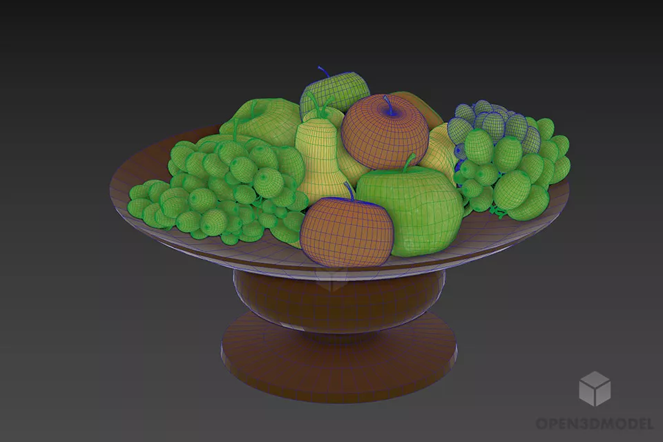 Marble Vase With Fruits 3d model 3