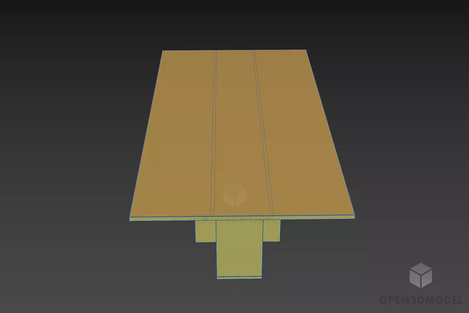 Simple Dining Table Marble Top 3d model 2