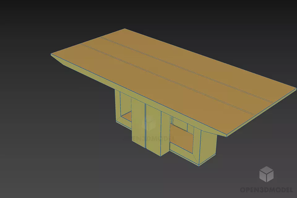Simple Dining Table Marble Top 3d model 3