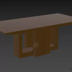 Rectangle Table Marble Top 3d model