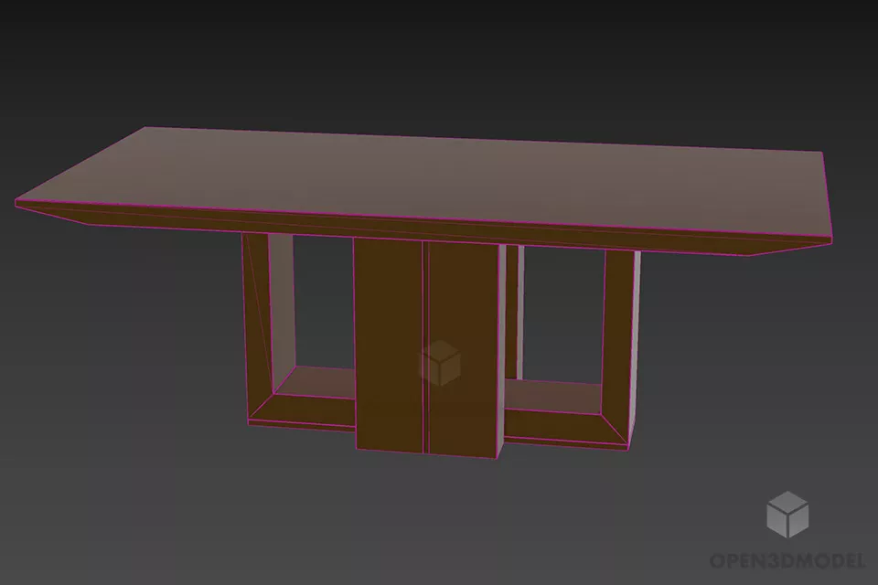 Rectangle Table Marble Top 3d model 3