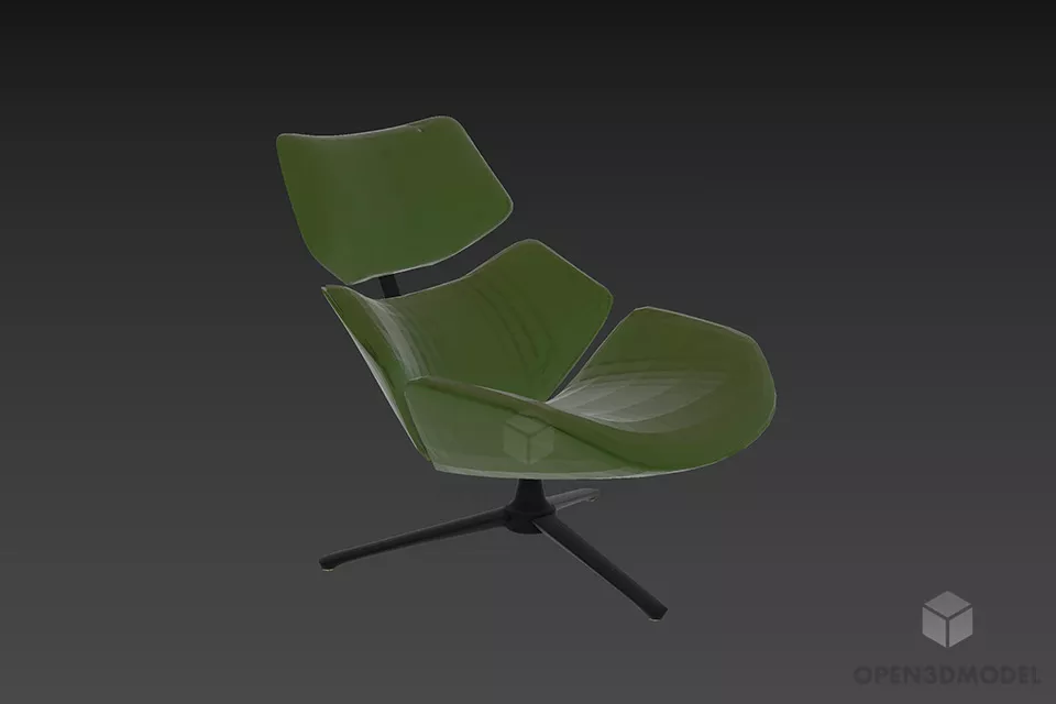 Cylinder Seat Upholstered With Carved Stand 3d model
