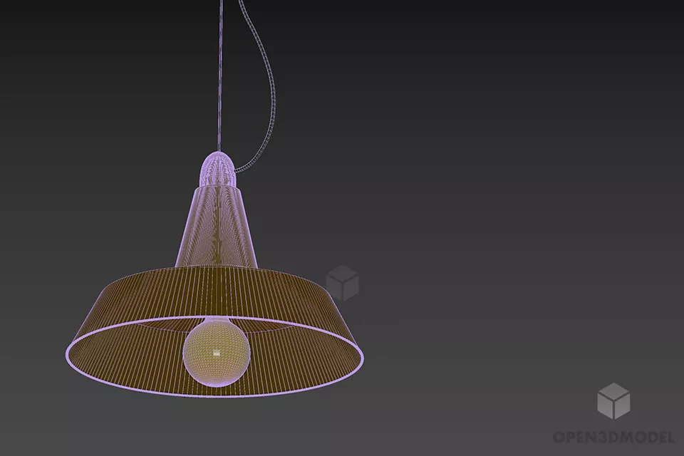 Industrial Lamp Shade With Bulb 3d model 2