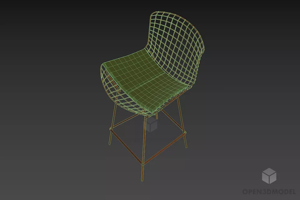 Bar Chair Mesh Wire Back 3d model 2