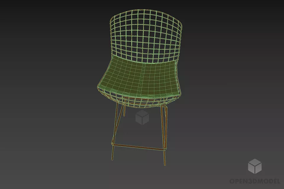 Bar Chair Mesh Wire Back 3d model 3