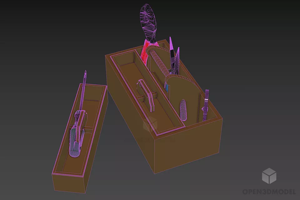 Household Wooden Toolbox 3d model 2