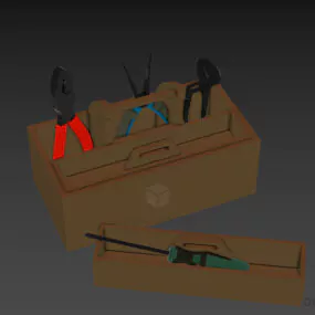 Household Wooden Toolbox 3d model