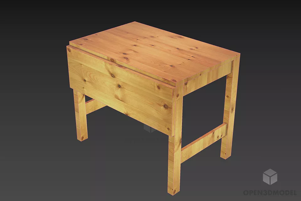 School Small Wood Table 3d model 2