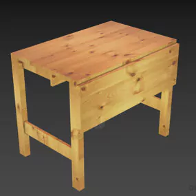 School Small Wood Table 3d model
