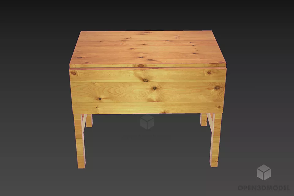 School Small Wood Table 3d model 3