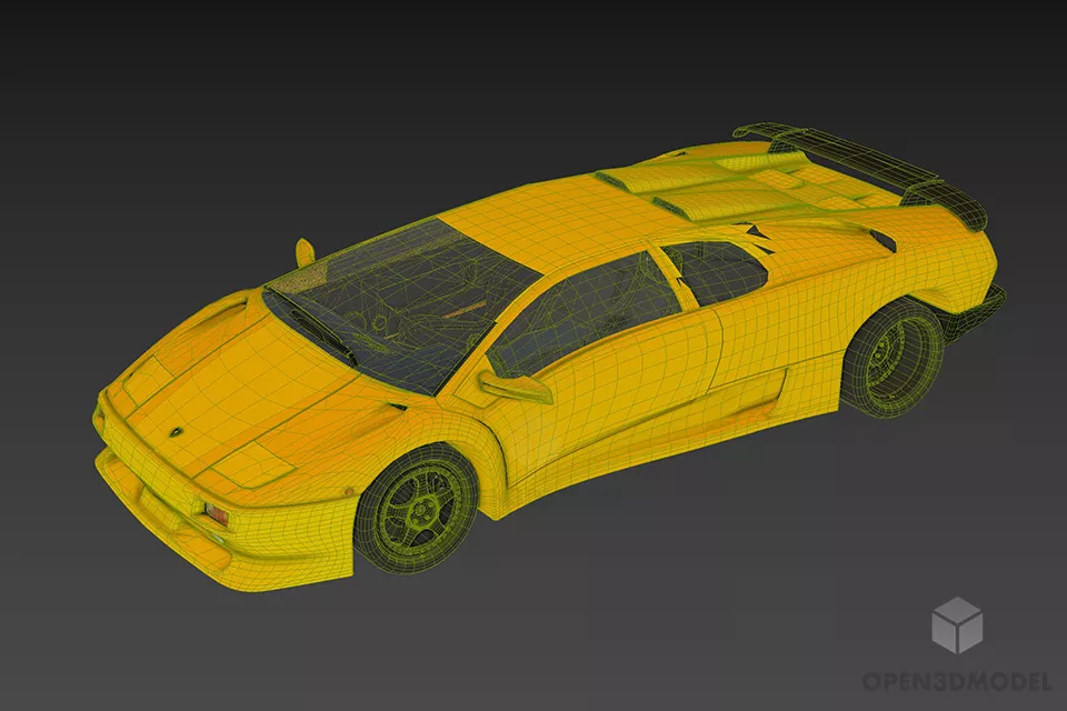 Sports Car Lamborghini Diablo 3d model 2