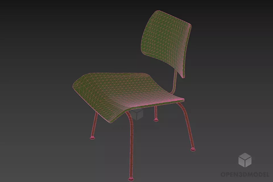 Eames Chair Plastic Dining Chair Metal Base 3d model 2