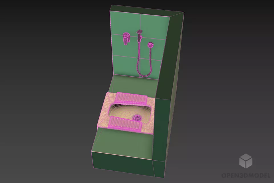 Lavatory Pan Squat Toilet 3d model 2