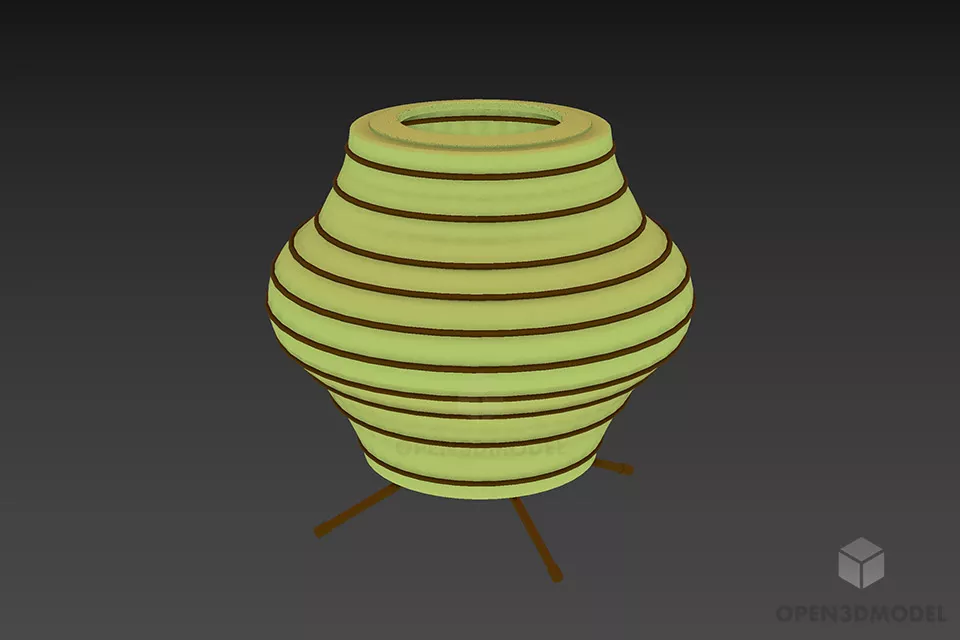 Brass Lamp With Rectangle Shade 3d model