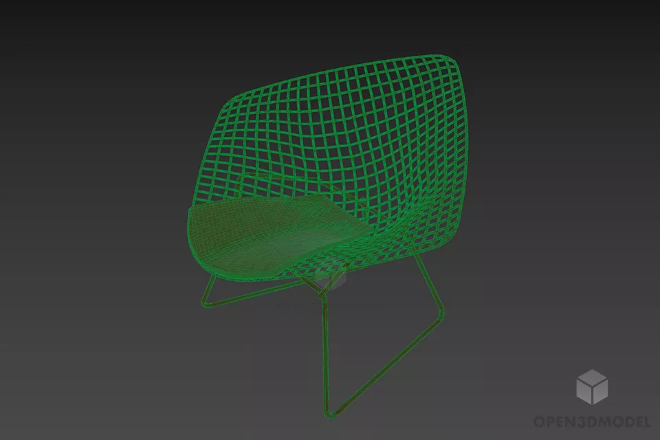 Steel Bertoia Diamond Chair 3d model 2