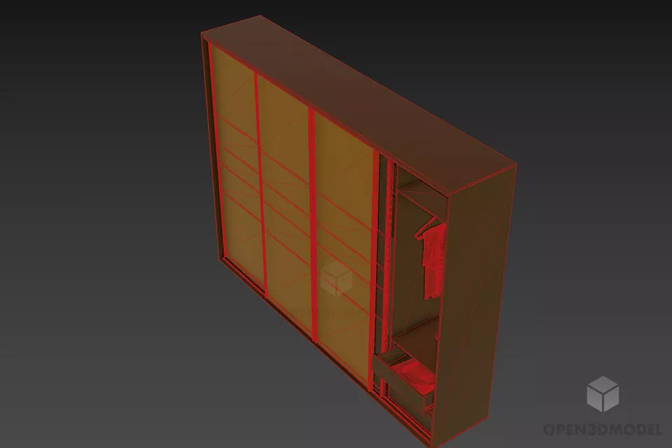 Clothes Wardrobe With Shelf 3d model 2