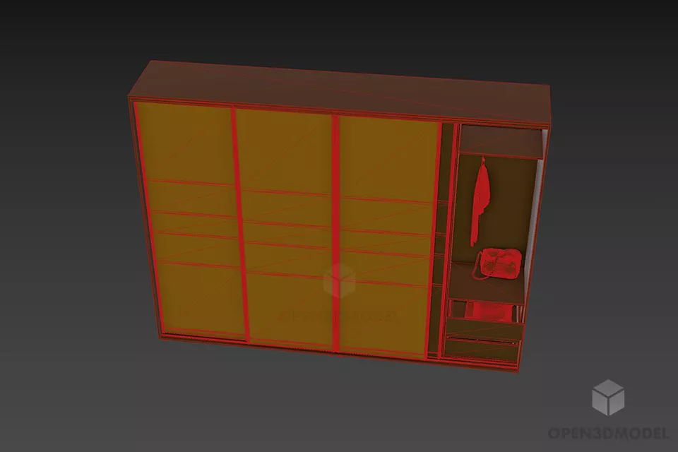 Clothes Wardrobe With Shelf 3d model 3