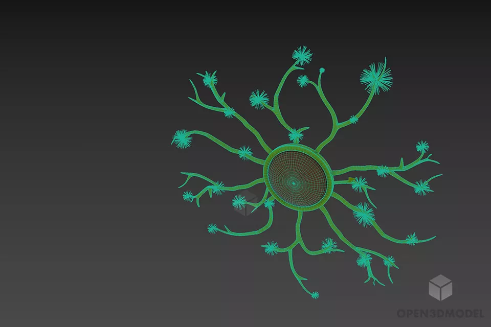 Circle Branches Mirror Decorative 3d model 3