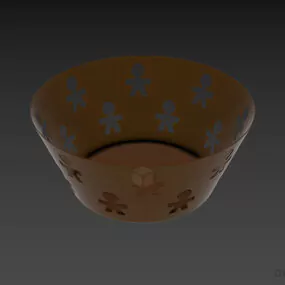 Brass Basket With Decorative Holes 3d model