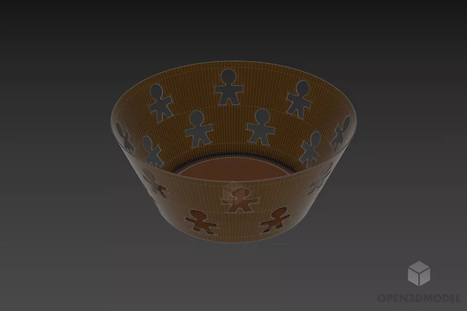 Brass Basket With Decorative Holes 3d model 3