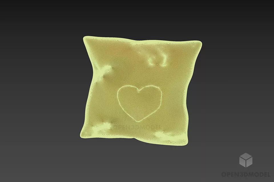 Pillow With Heart Shape 3d model 3