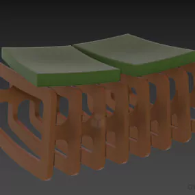 Wood Chair Rocking Stool 3d model