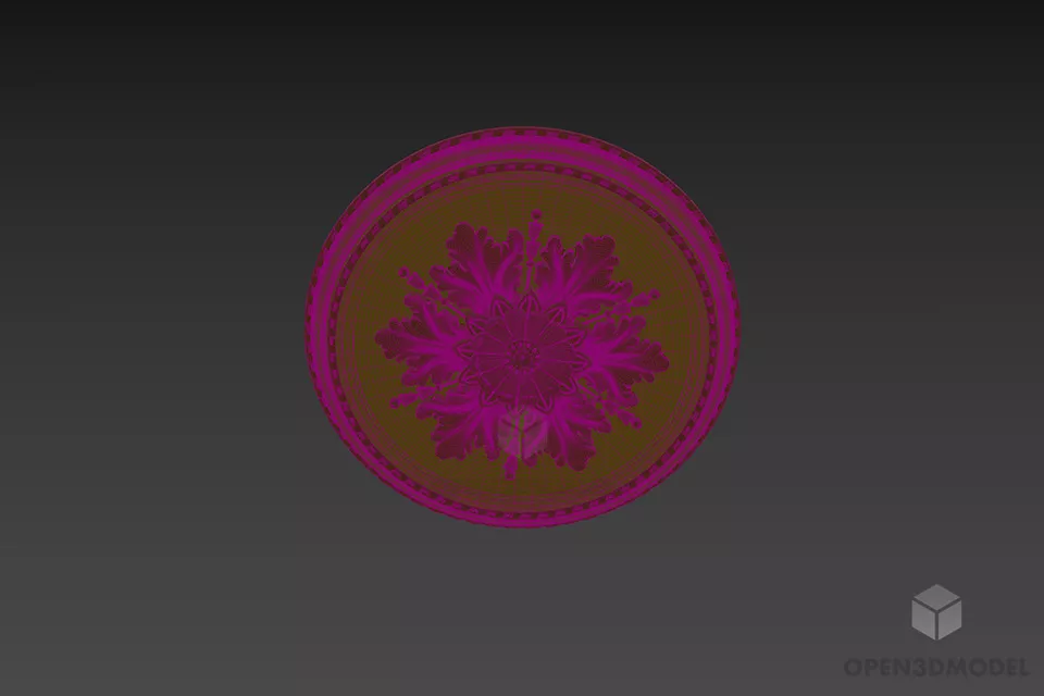 Rosette Flower Ceiling Decoration 3d model 2
