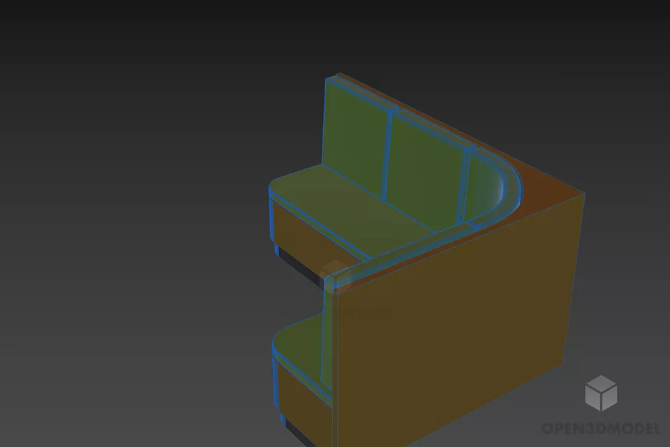 Restaurant Corner Sofa With High Back 3d model 2