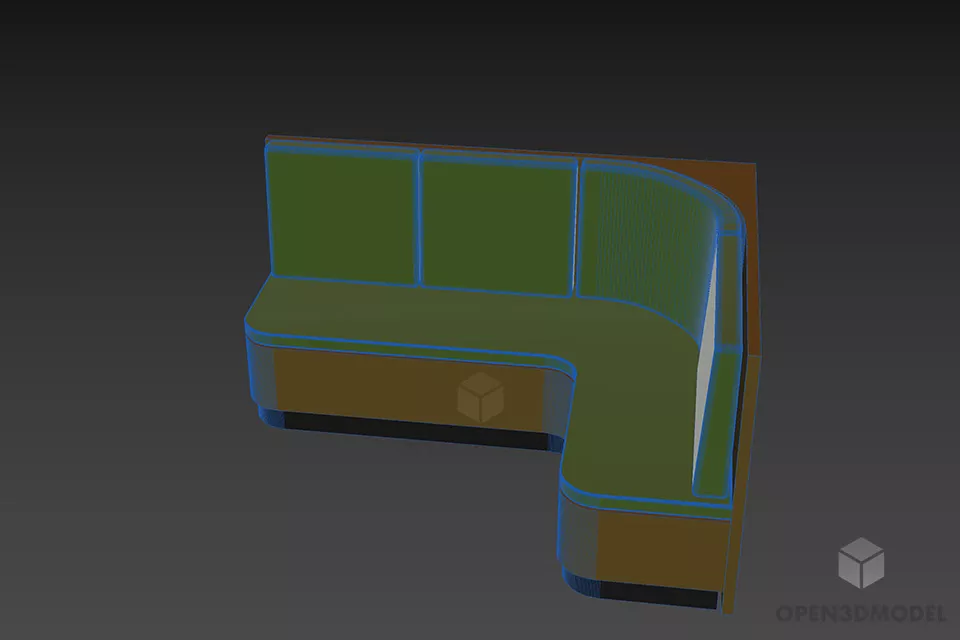 Restaurant Corner Sofa With High Back 3d model 3