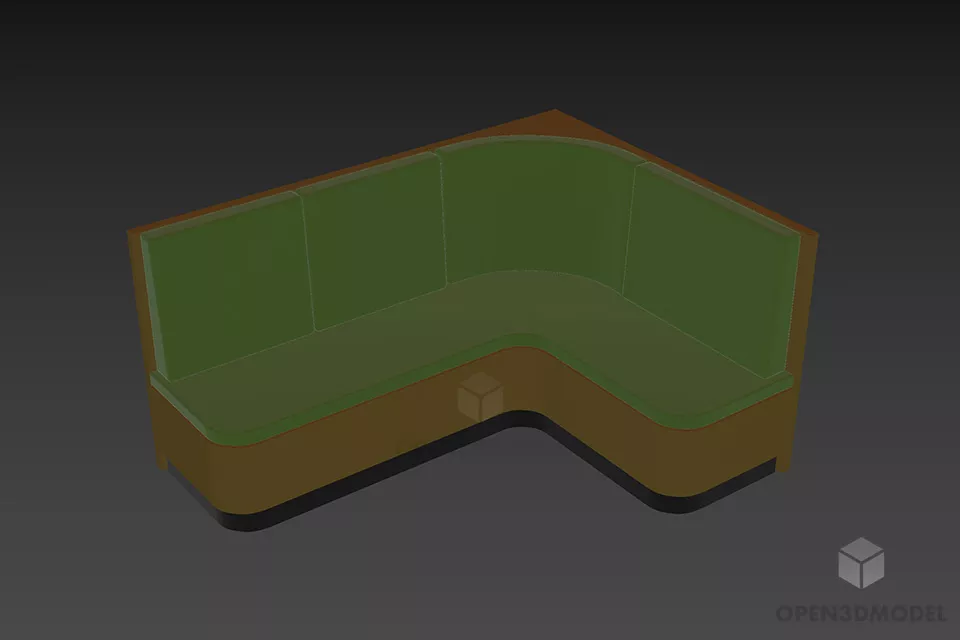 Retro Camel Sofa Tufted Back 3d model