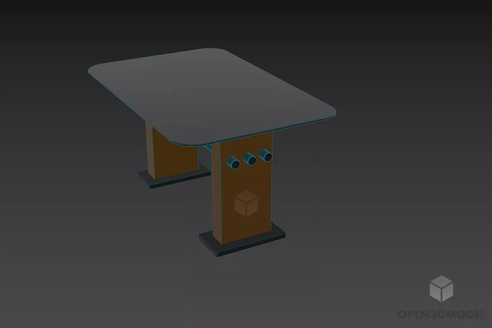 Glass Table Fixed Leg 3d model 2